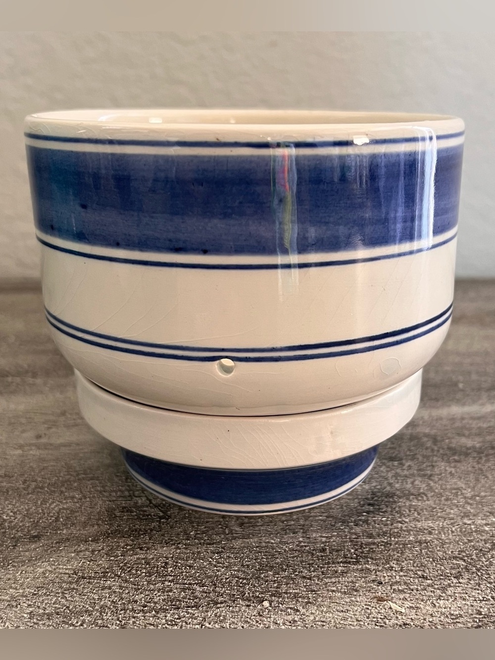 Vintage Delft blue ceramic cheese mold with matching Base